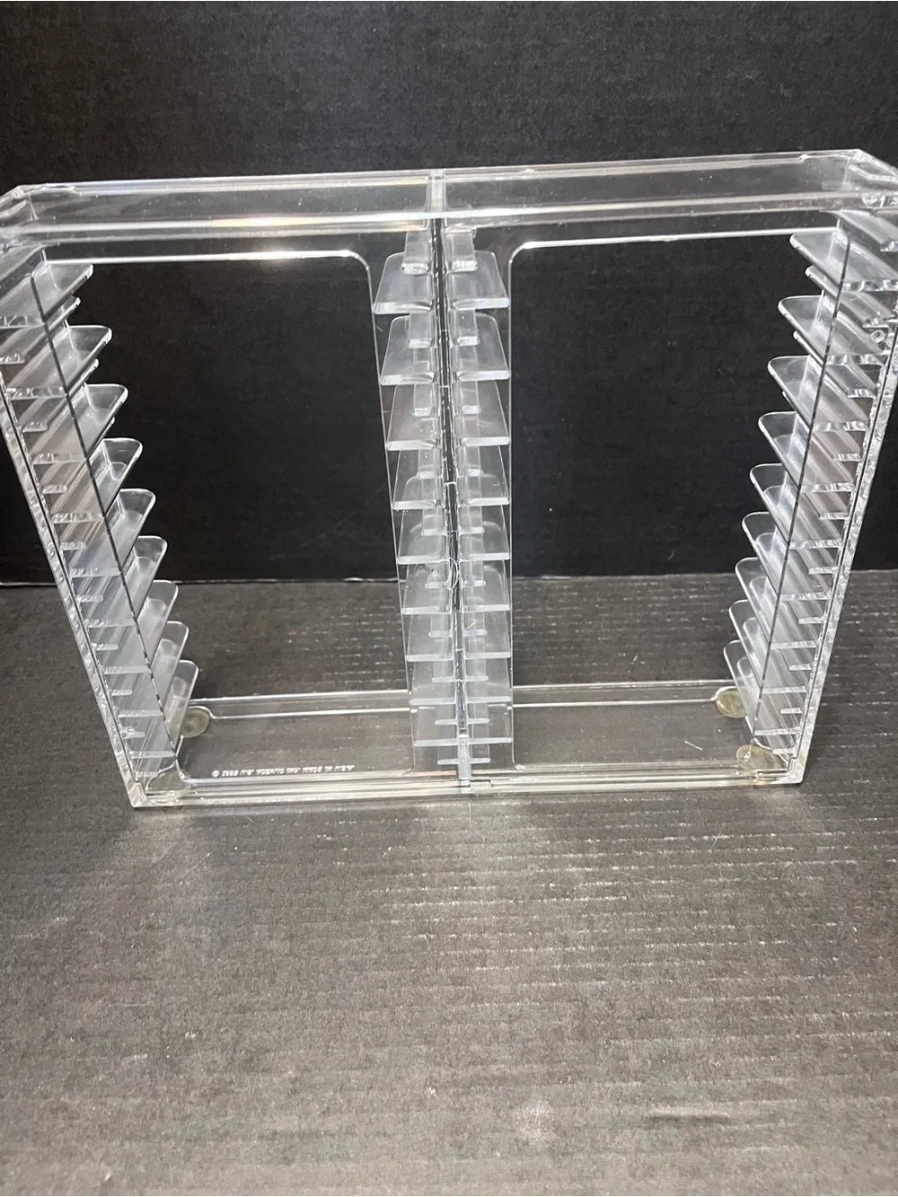 Acrylic 2 Row Cassette Tape Holder  retro mcm art deco 20 tape capacity